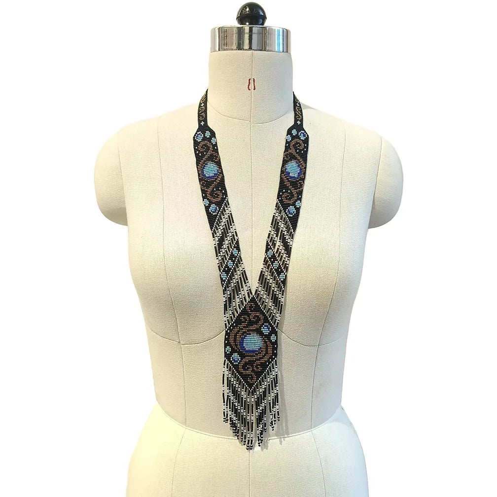 Bulluka Seedbead Embroidery Long Necklace