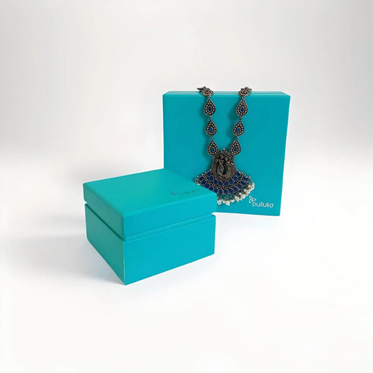 Bulluka Divine Blue Radha-Krishna Temple Necklace