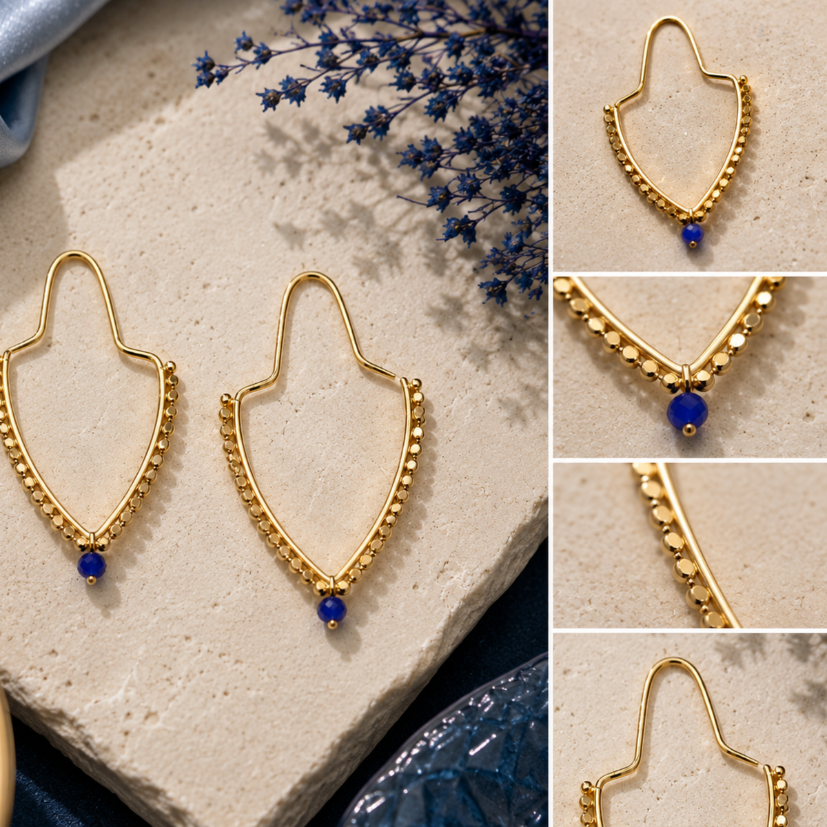 Bulluka Blue Drops Goldmine Earrings