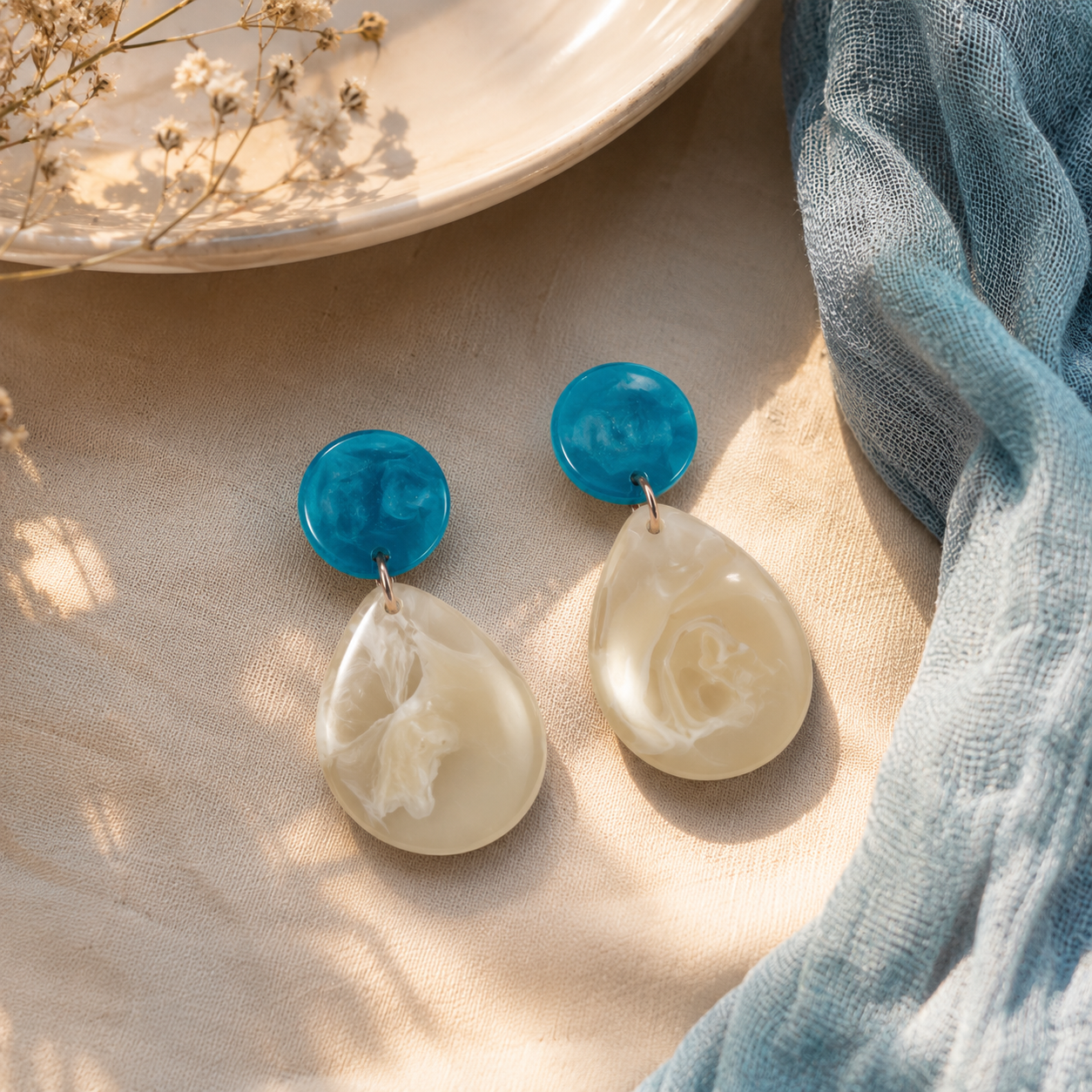 Bulluka Marbled Blue Dangle Earrings