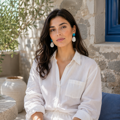 Bulluka Marbled Blue Dangle Earrings