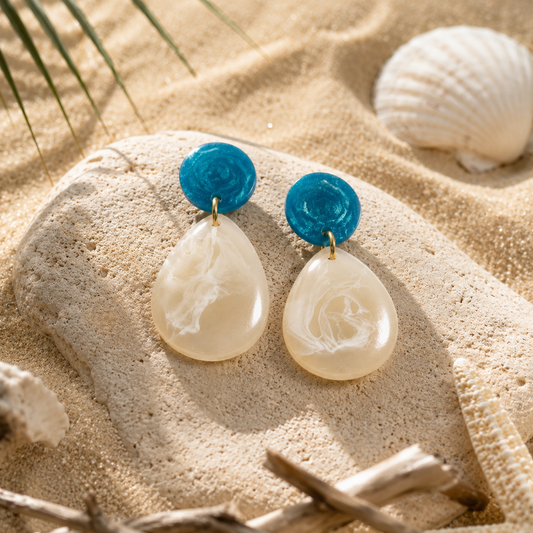 Bulluka Marbled Blue Dangle Earrings