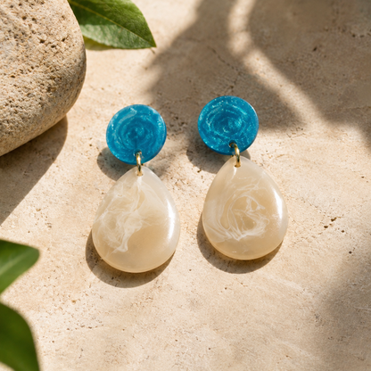 Bulluka Marbled Blue Dangle Earrings