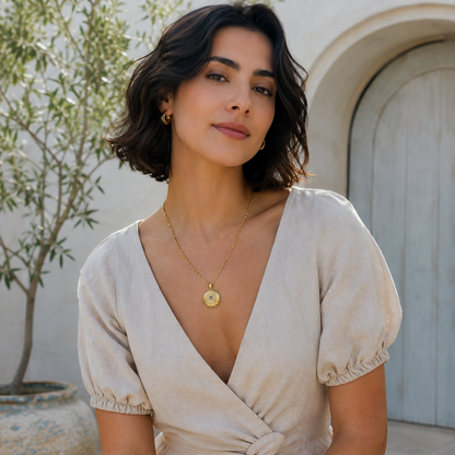 Bulluka Solar Sigil Gold Medallion Necklace