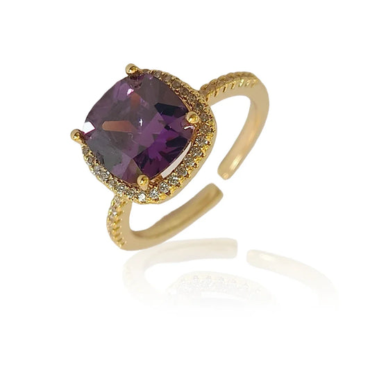 Bulluka Amethyst Aura Crown Adjustable Ring