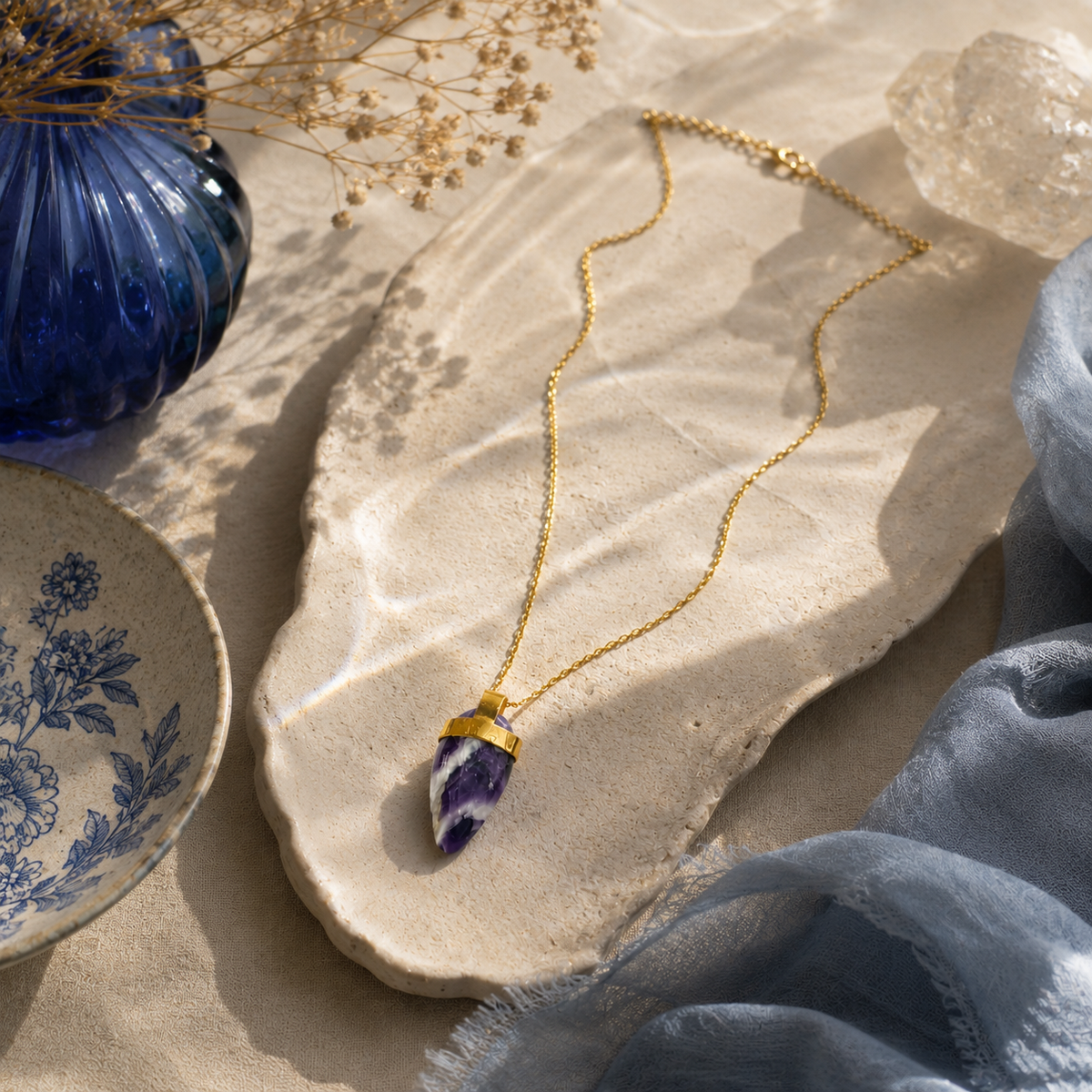 Bulluka Gauri Raw Stone Gold Toned Necklace